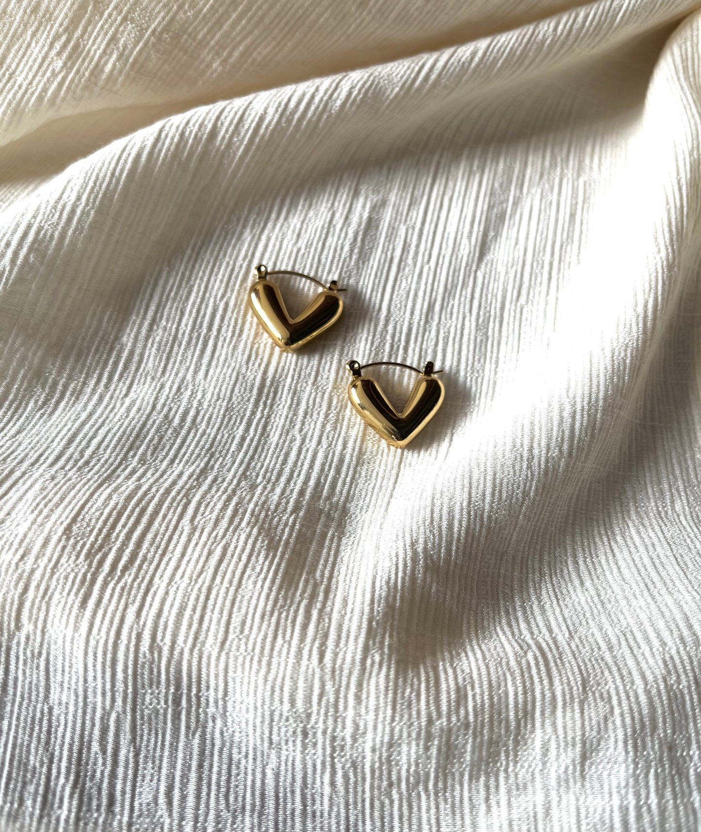 Gold Heart Hoop Earrings