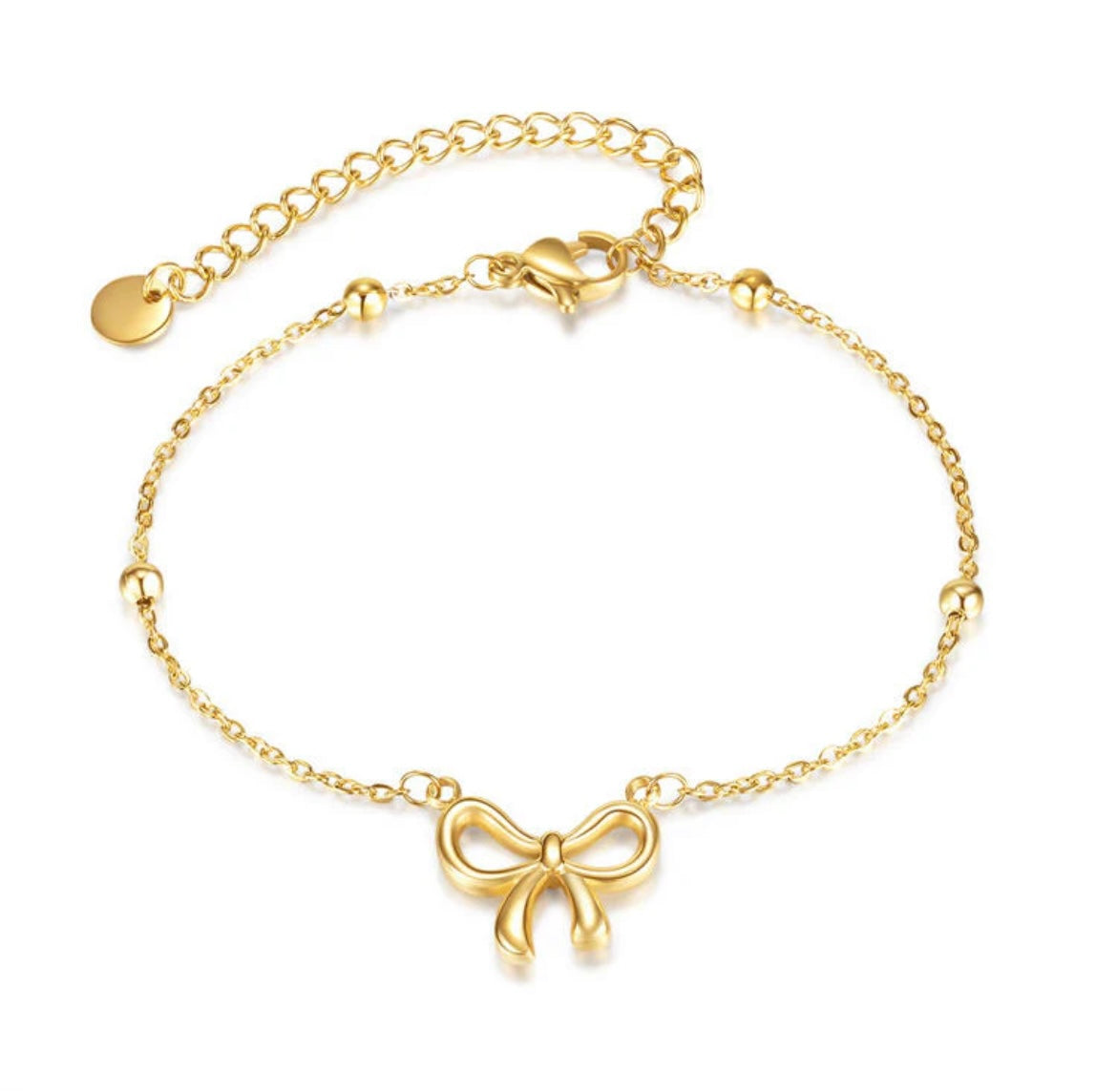 Dainty Stainless Steel Bowknot Bead Chain Bracelet
