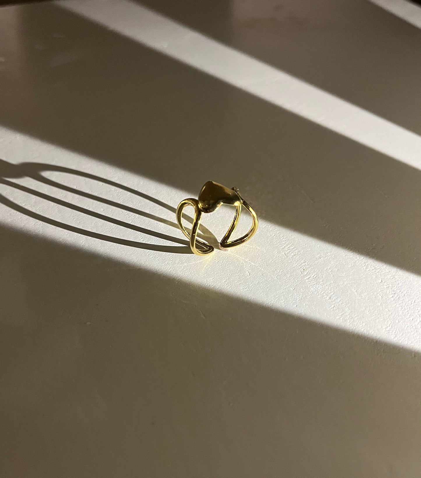 Minimalist Gold Heart Ring – Adjustable Love Embrace Band