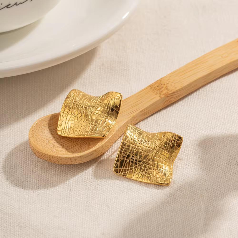 Metal Square Textured Earrings