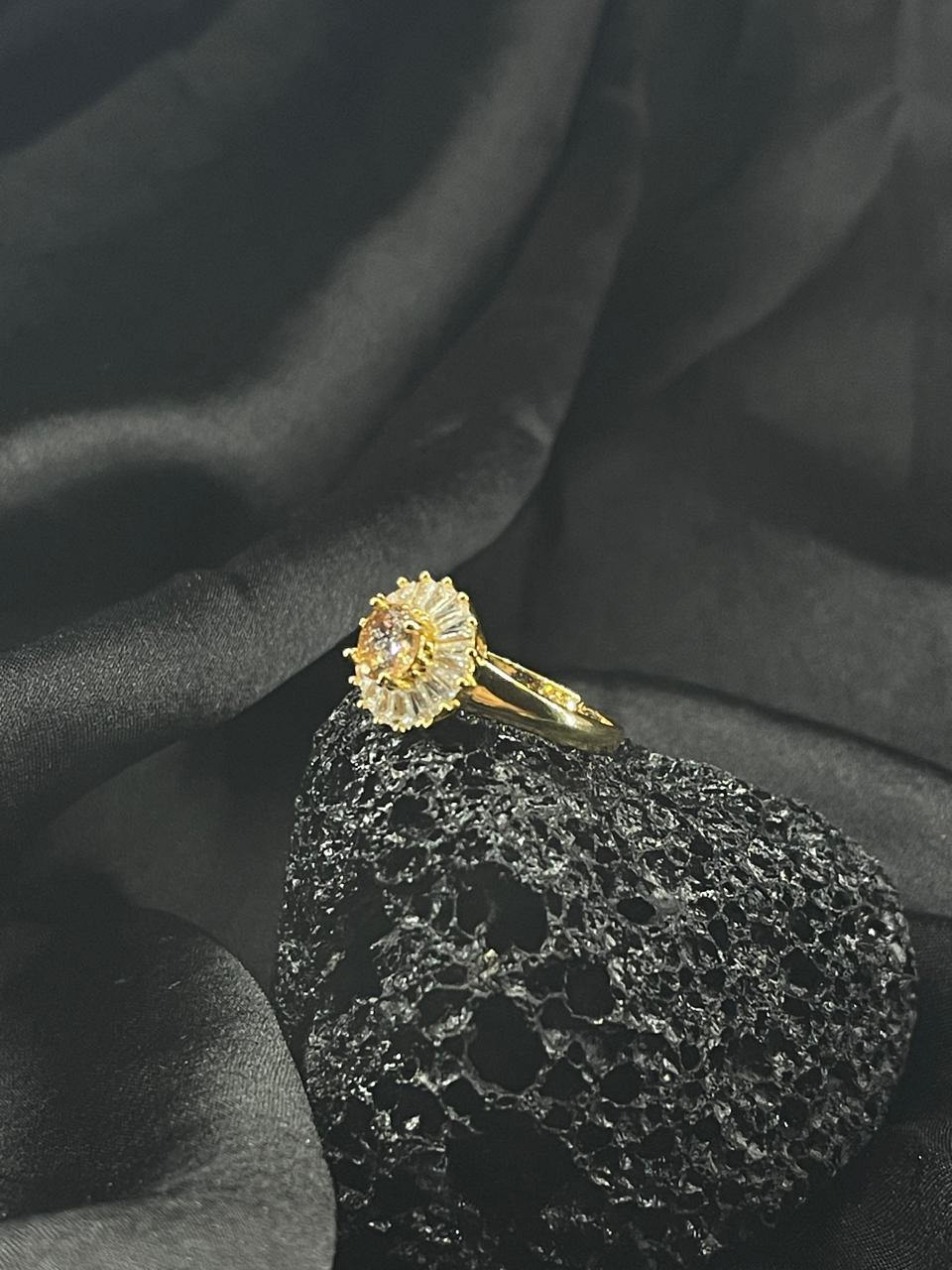 Rose White Stone Adjustable Ring