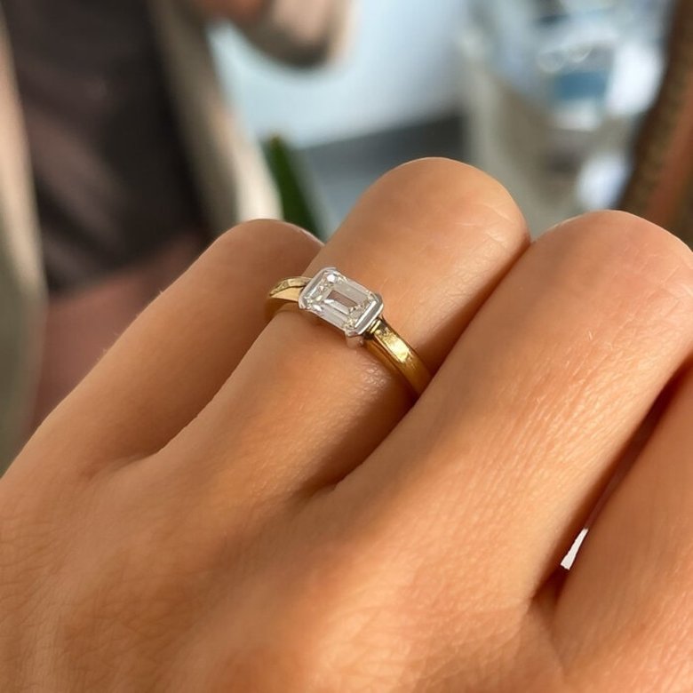 Sideways Rectangle Engagement Ring