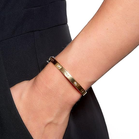 Gold Toned Band Bracelet, Openable Bangle Kada