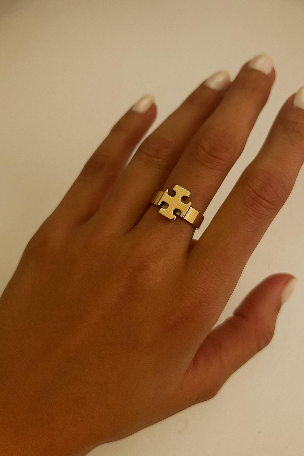 Tory Burch Inspired Black Stainless Steel Fashion Ring