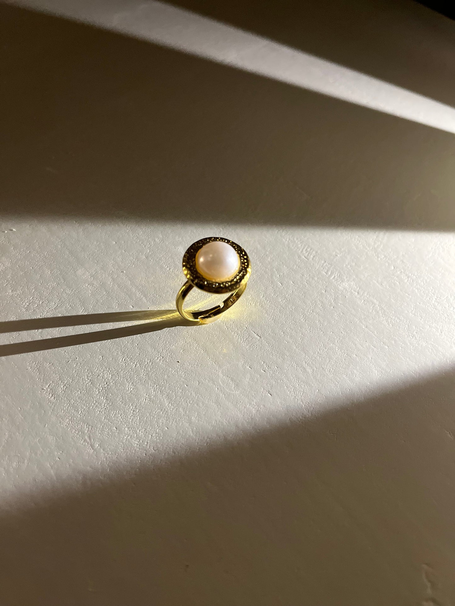 Luna Pearl Adjustable Gold Ring