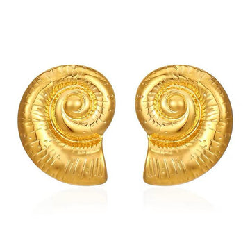 18K Gold Plated Smooth Seashells Ear Studs