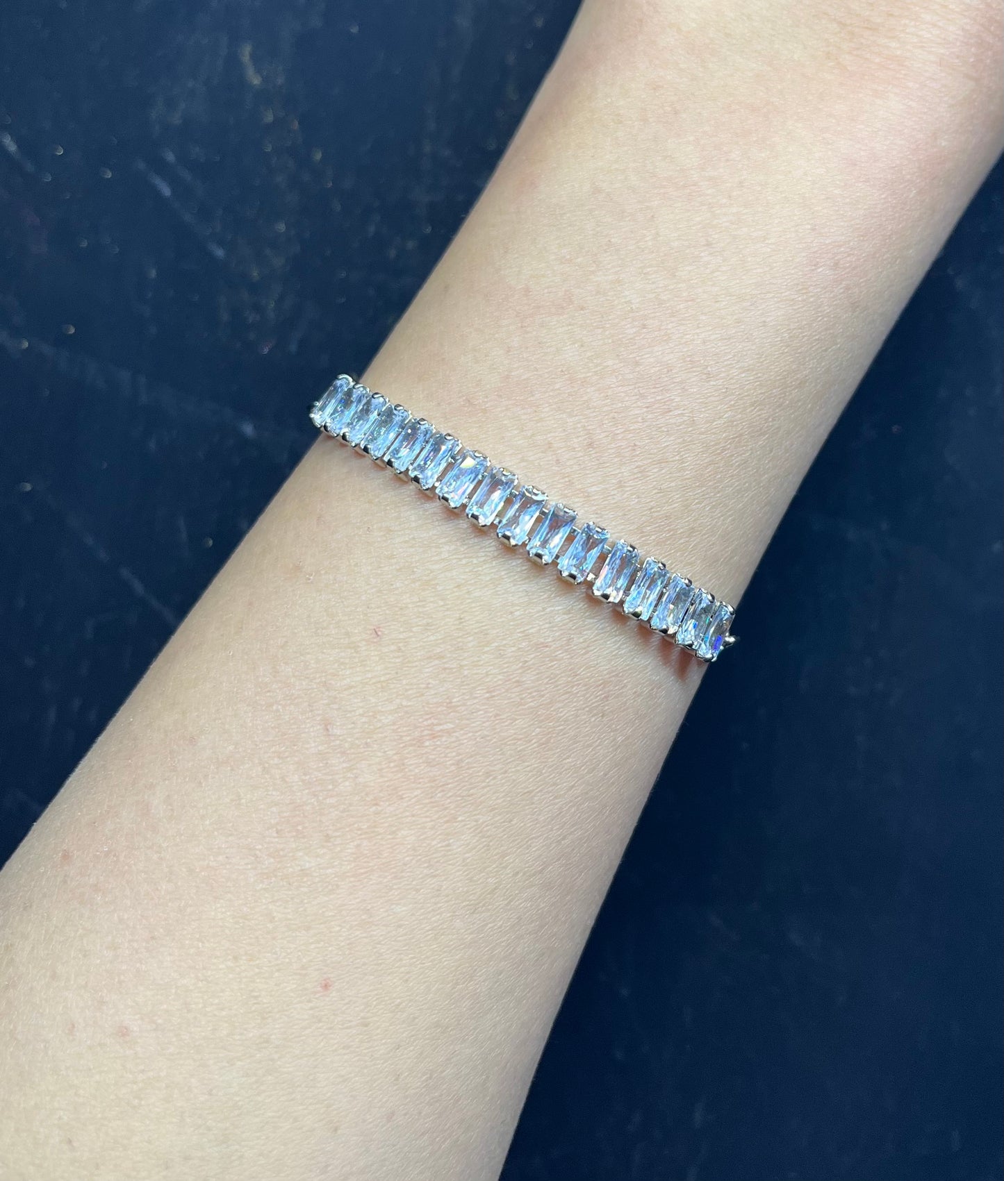 Rectangular Cubic Zirconia Bracelet Adjustable JEWELRY