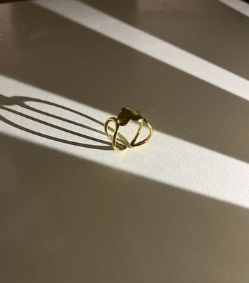 Minimalist Gold Heart Ring – Adjustable Love Embrace Band