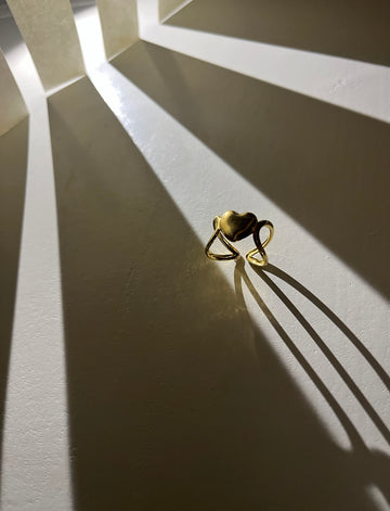 Minimalist Gold Heart Ring – Adjustable Love Embrace Band