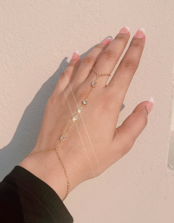 Round & Oval Stone Line Hand Chain Bracele