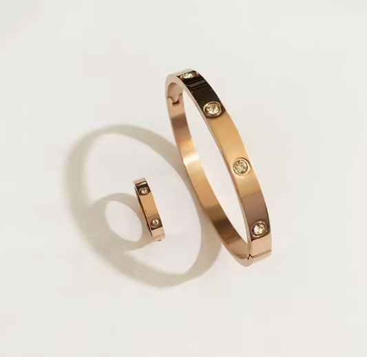 Gold Plated Diamond Bangle Bracelet