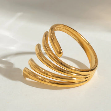 Elegant Multi-Band Adjustable Gold Ring – Gleamora Exclusive