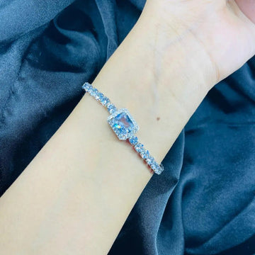 Classic Solitaire Silver Diamond Bracelet Gleamora