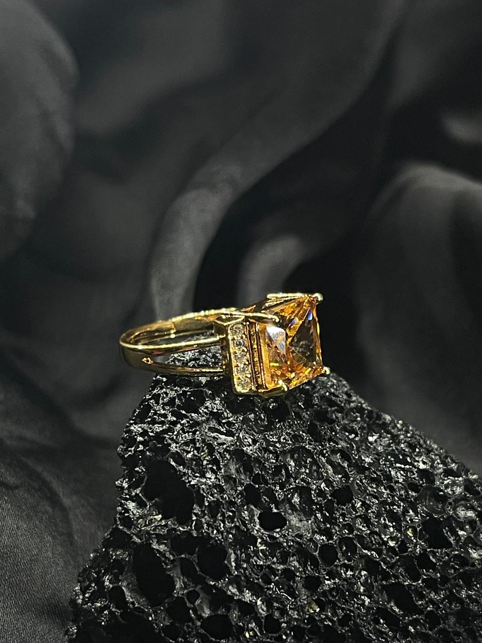 Clear Gold Cubic Zirconia Square Brilliant Cut