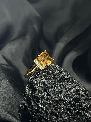 Clear Gold Cubic Zirconia Square Brilliant Cut