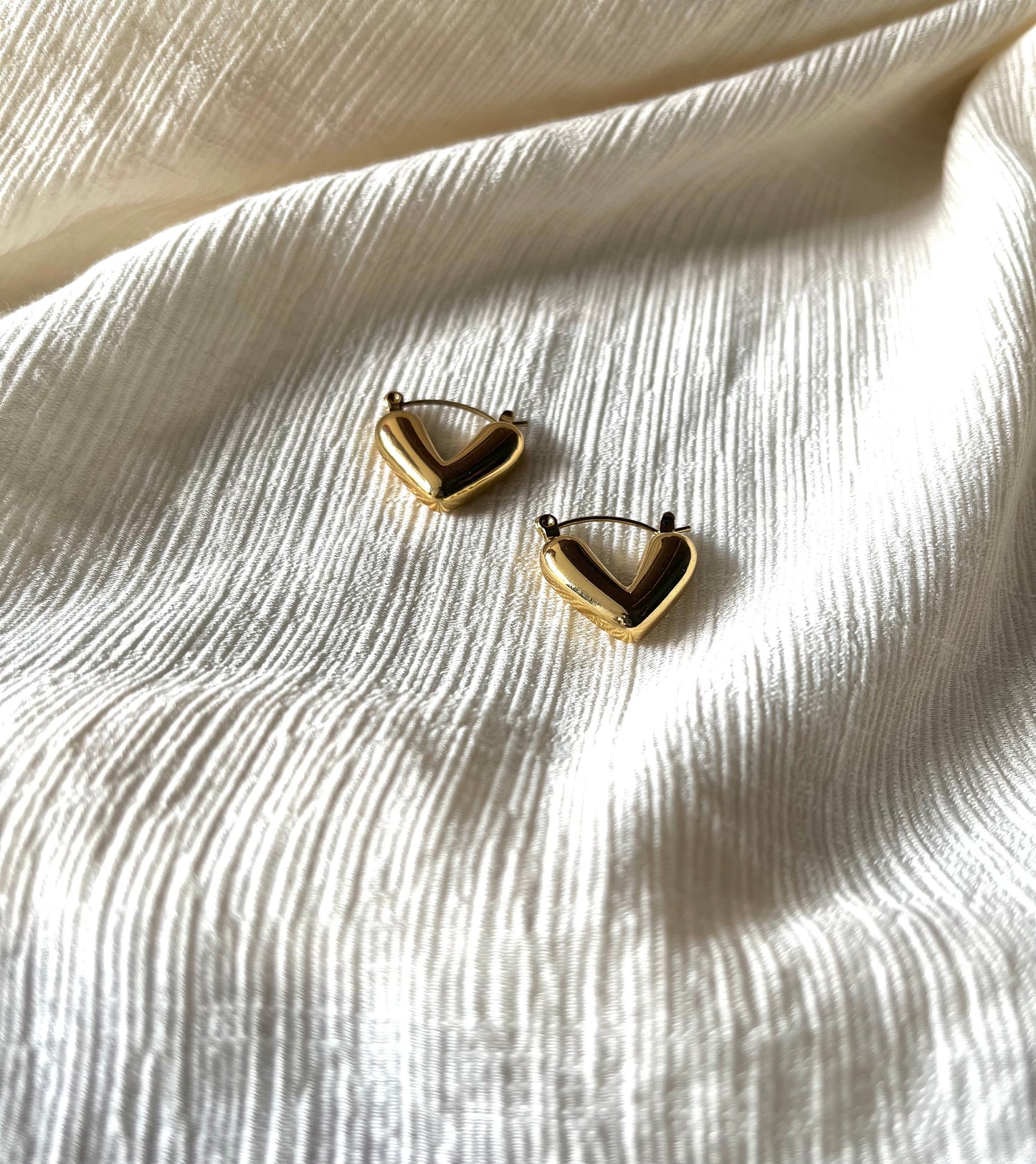 Gold Heart Hoop Earrings