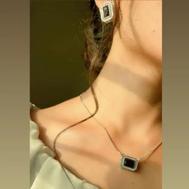 Diamond Necklace Set, Silver Jewelry Gleamora