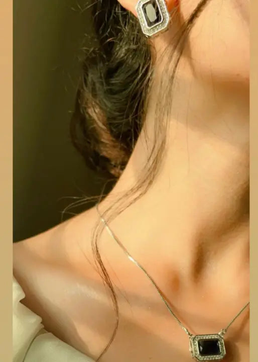 Diamond Necklace Set, Silver Jewelry Gleamora