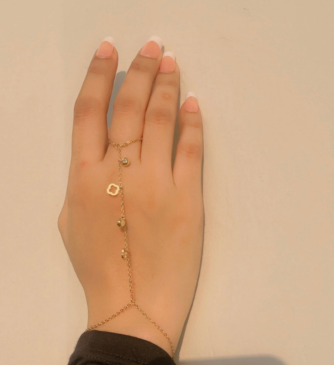 Clover Charm Hand Chain Bracelet