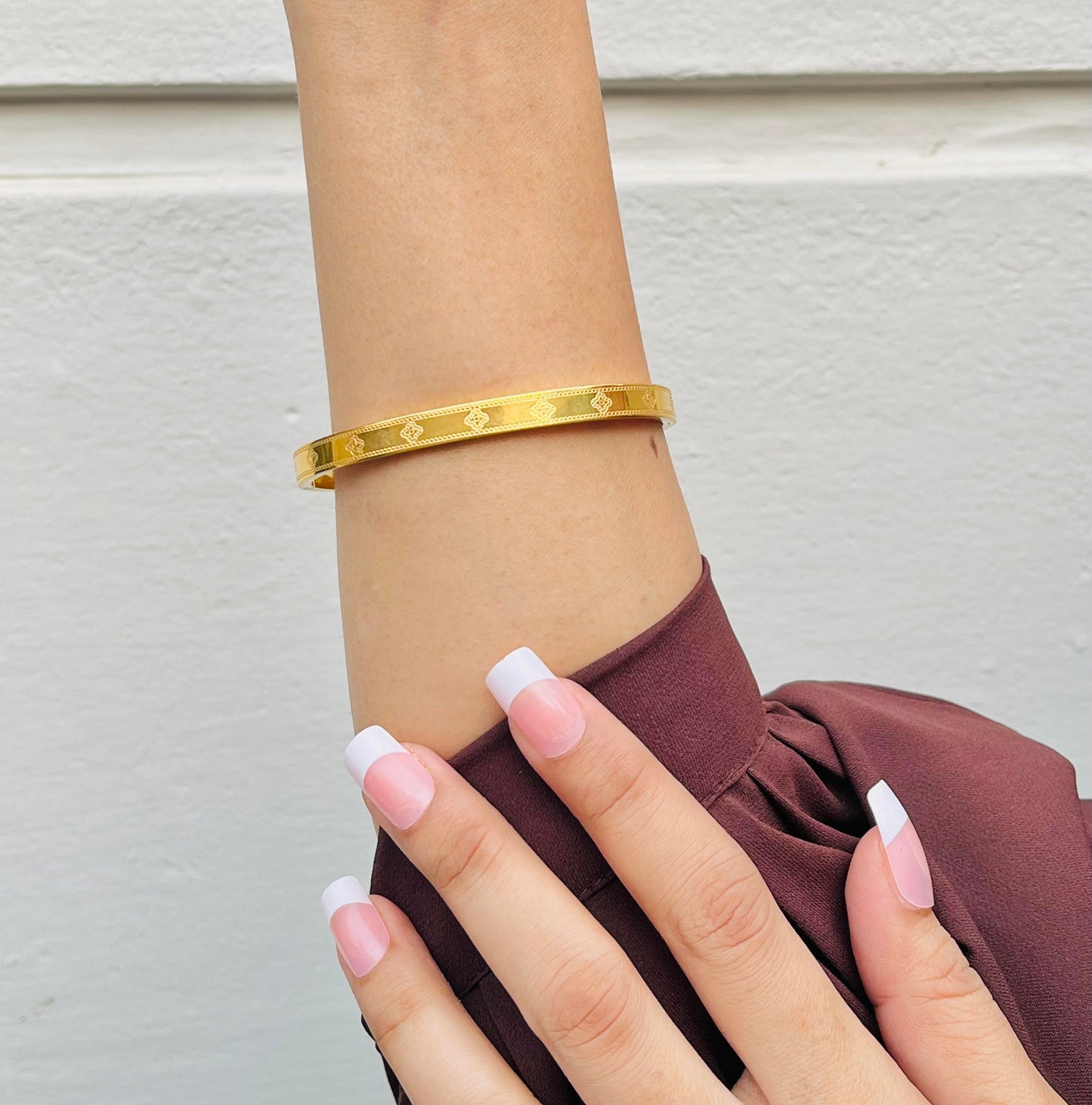 Gold Plated  Engraved Bangle Bracelet _14K