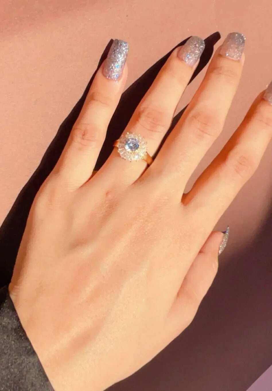 Rose White Stone Adjustable Ring Ring Gleamora silver 