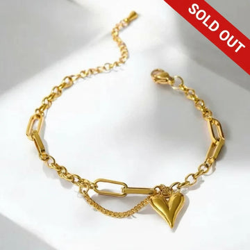 Love Heart Charm Chain Bracelet