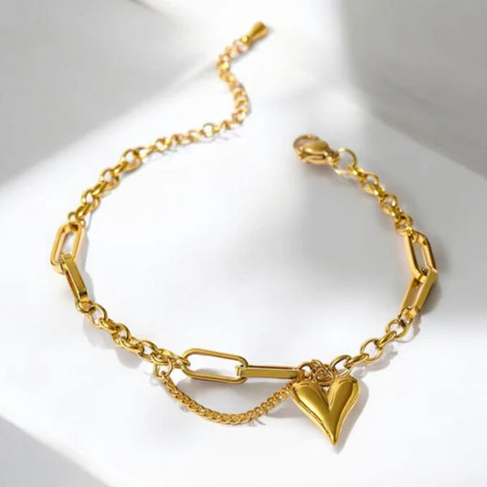 Love Heart Charm Chain Bracelet