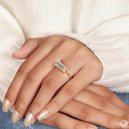 Sideways Rectangle Engagement Ring