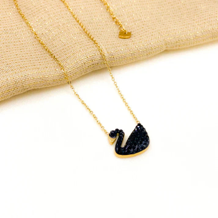 Swan Locket - Black
