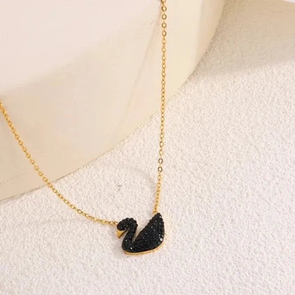 Swan Locket - Black