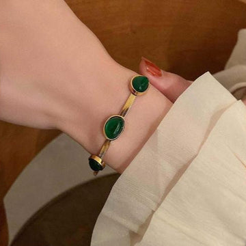Lush Three Stone Emerald Bracelet