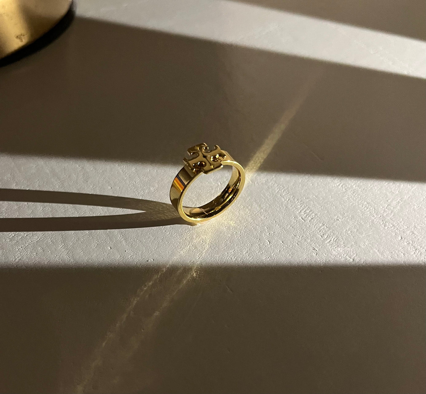 Tory Burch Inspired Black Stainless Steel Fashion Ring