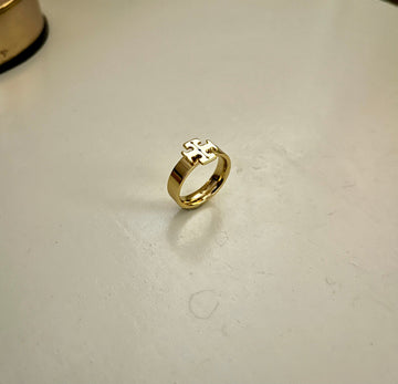 Tory Burch Inspired Black Stainless Steel Fashion Ring