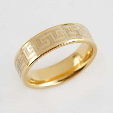 14K Gold Greek Key Band Ring