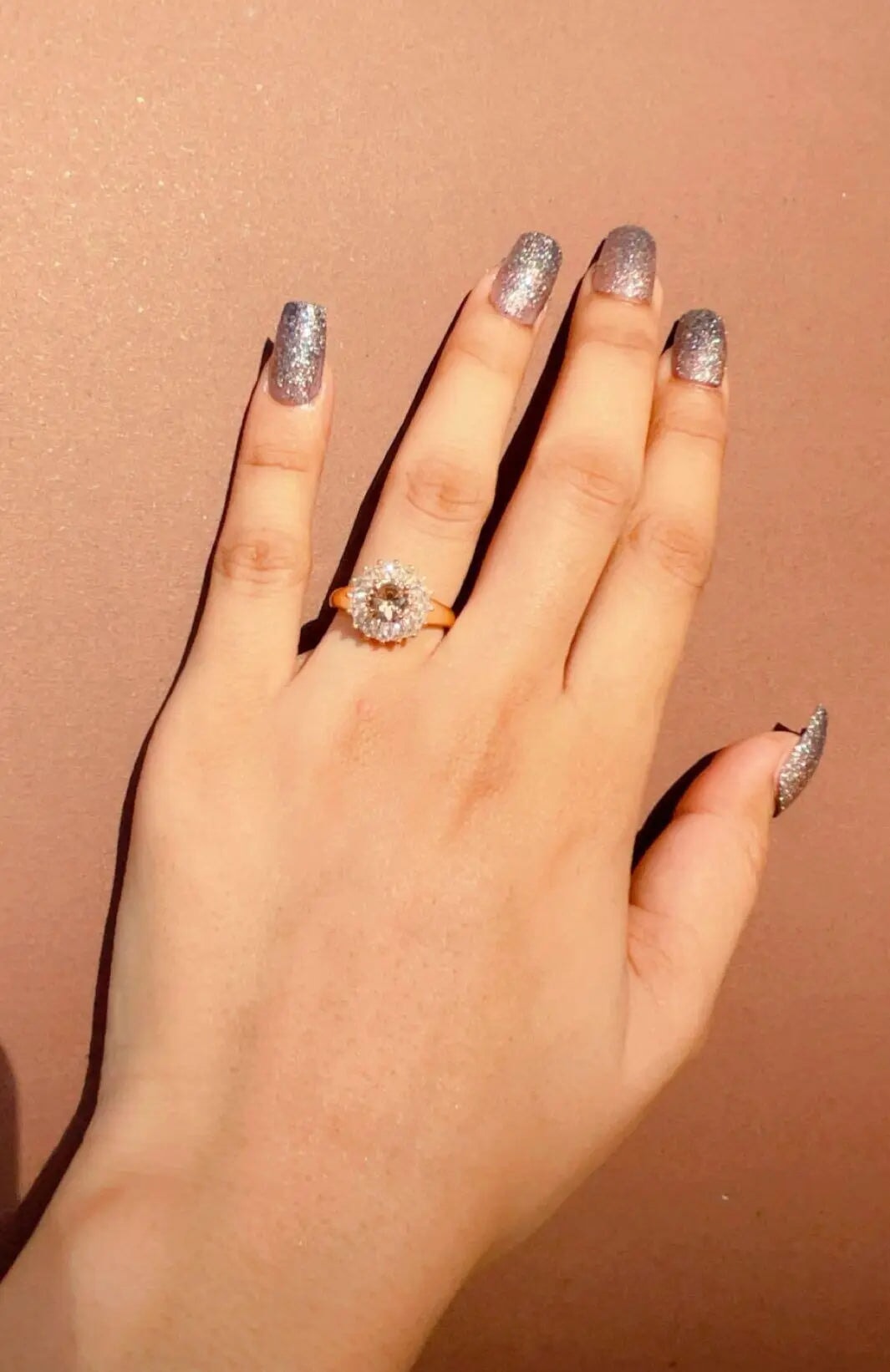 Rose White Stone Adjustable Ring Ring Gleamora gold 