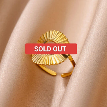 14K Gold Sunburst Open Ring