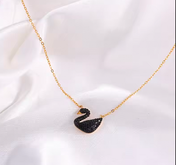 Swan Locket - Black